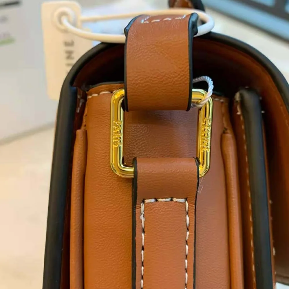 Celine Teen Triomphe Bag in Textile and Natural Calfskin for Women