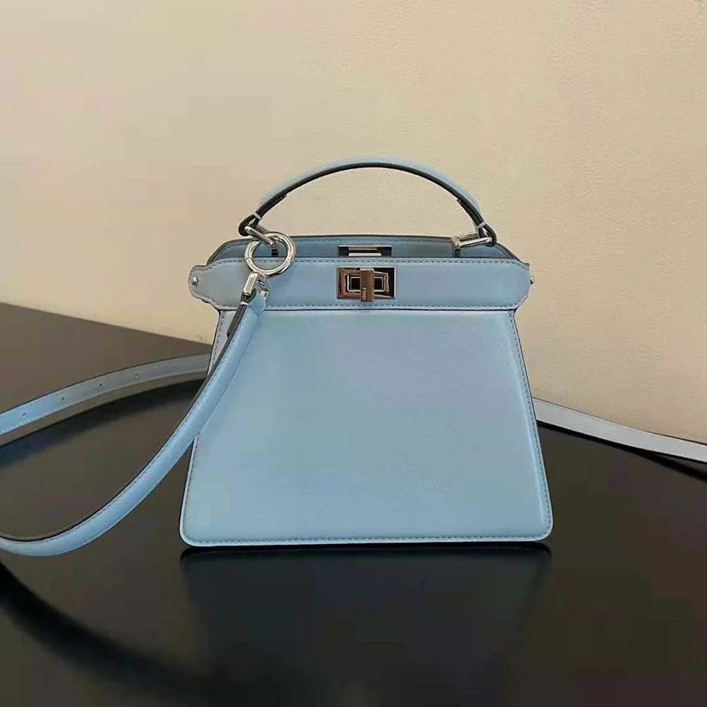 Fendi Peekaboo ISeeU Petite Light Blue Padded Nappa Leather Bag for Women Fendi Peekaboo ISeeU Petite Light Blue Padded Nappa Leather Bag for Women