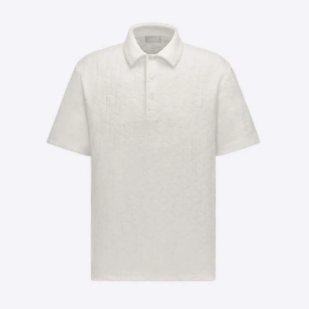 Dior Oversized Dior Oblique Polo Shirt White Terry Cotton Jacquard for Men