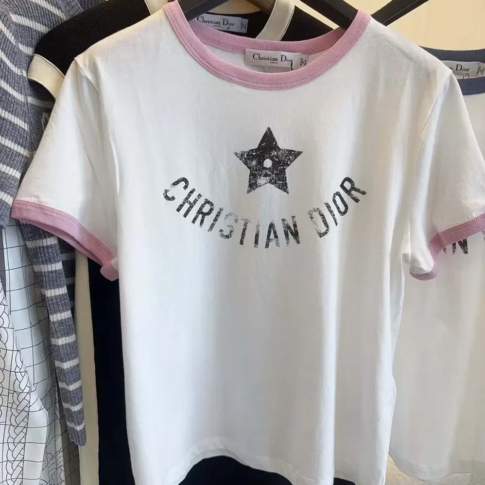 Dior Dioriviera T-Shirt Ecru and Pink Cotton Jersey for Women