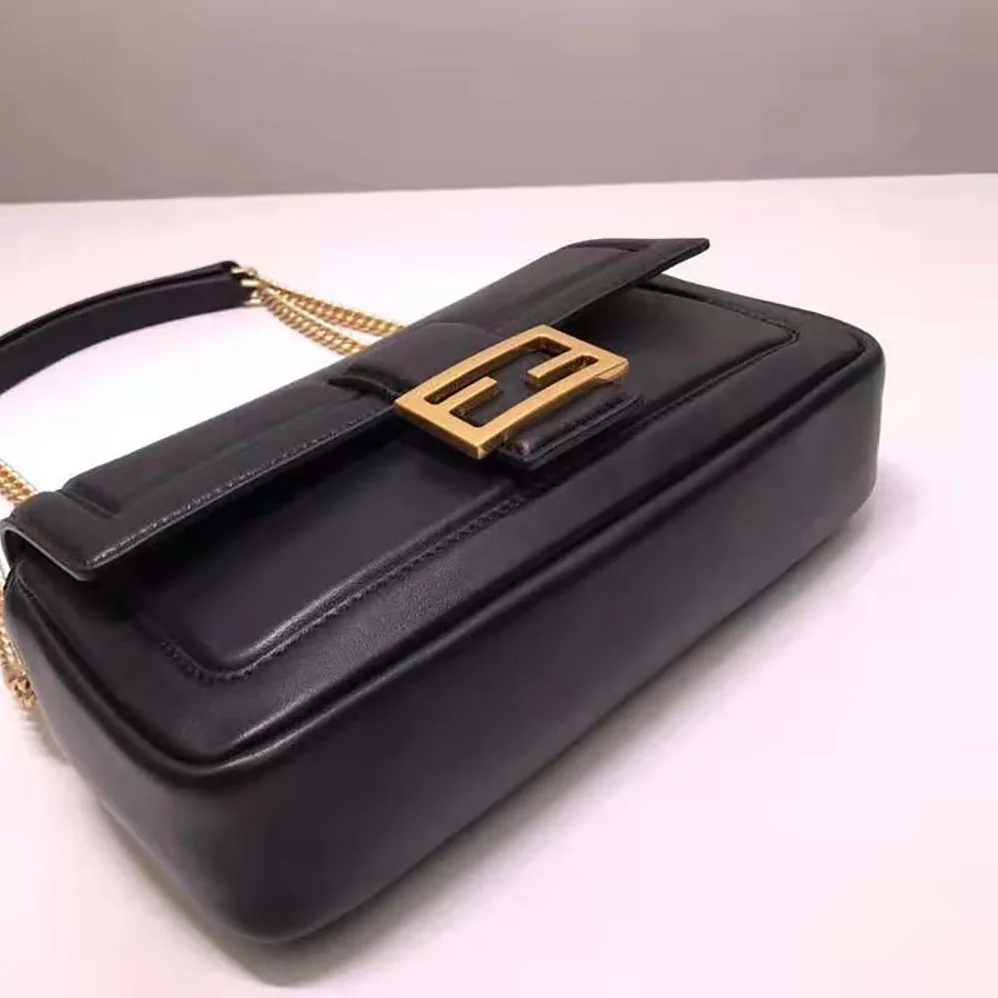 Fendi Baguette Chain Black Nappa Leather Bag for Women