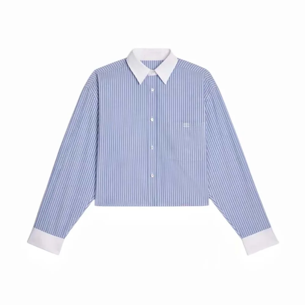 Celine Cropped Shirt in Striped Cotton for Women