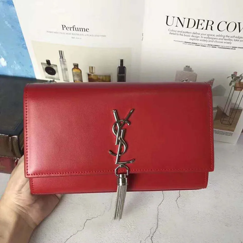 Saint Laurent YSL Kate Medium Tassel Smooth Leather for Women in Red