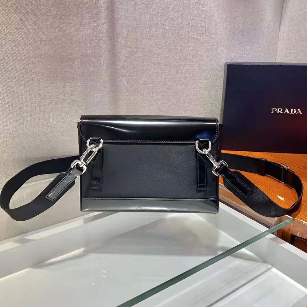 Prada Re-Nylon and Leather Shoulder Bag for Women in Black