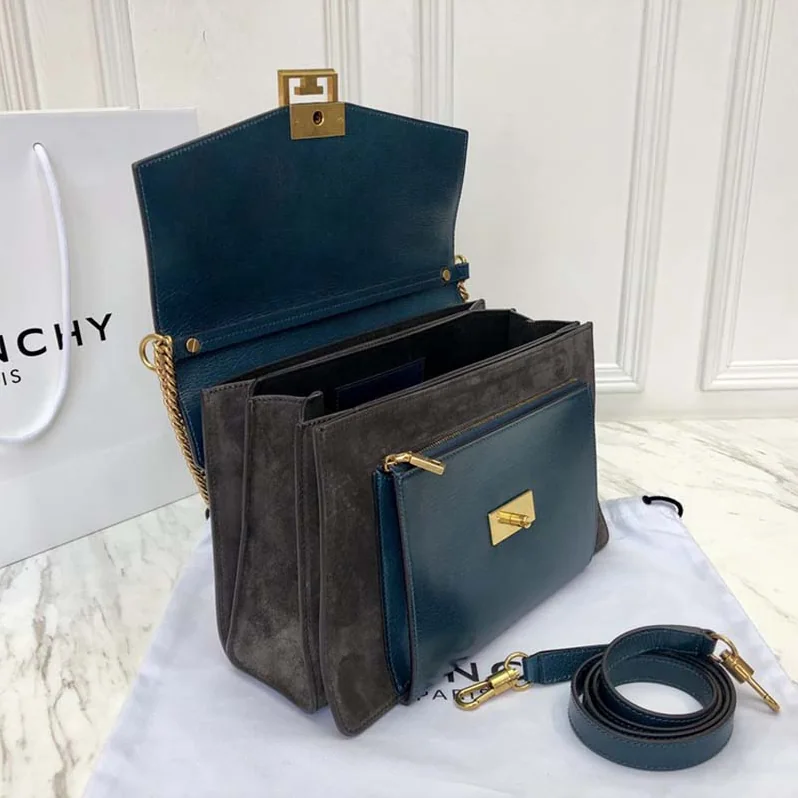Givenchy Small Gv3 Bag in Leather and Suede for Women in Navy