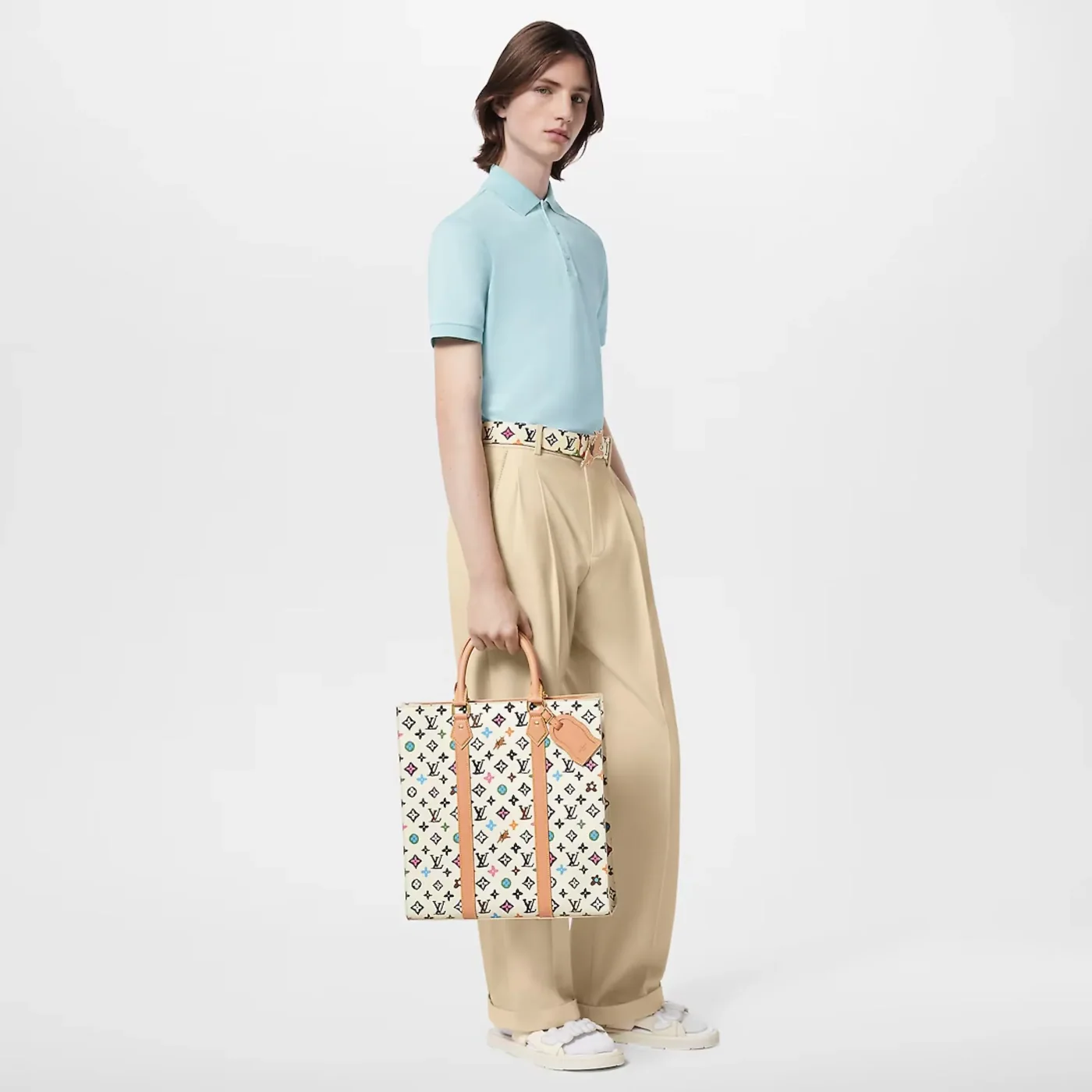 Louis Vuitton Sac Plat Tote Bag in Cream Gold Hardware Louis Vuitton Sac Plat Tote Bag in Cream Gold Hardware