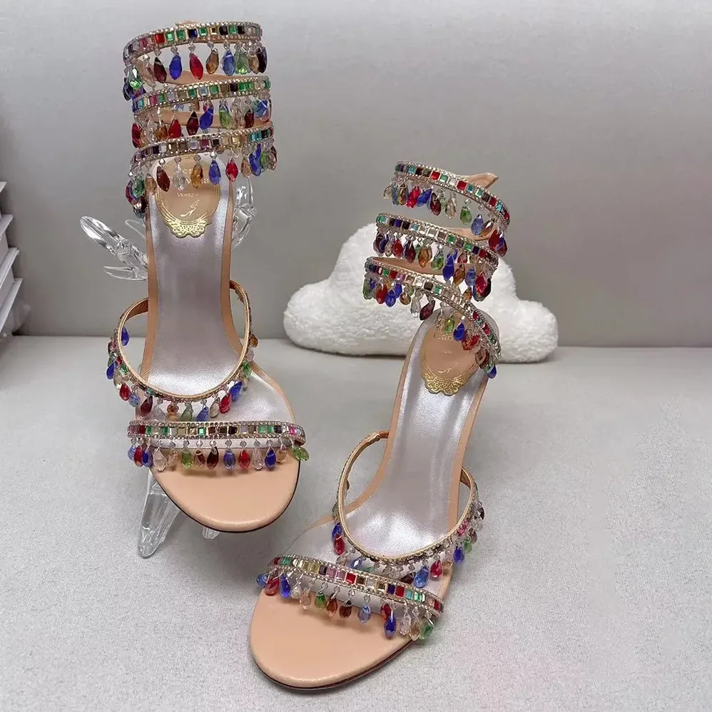 Rene Caovilla Chandelier Crystal Sandy Sandal 105 for Women Rene Caovilla Chandelier Crystal Sandy Sandal 105 for Women