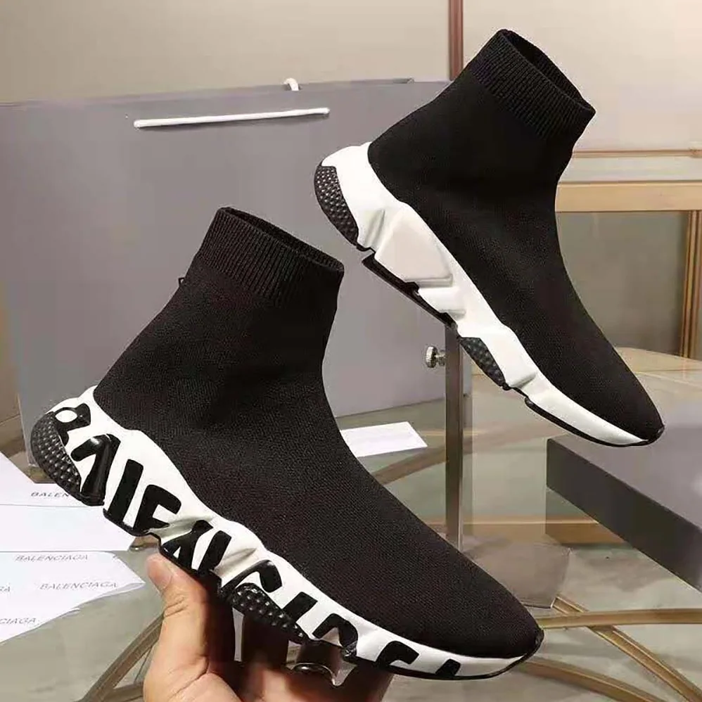 Balenciaga Speed Sneaker in Black for Unisex in White Graffiti Sole Unit Balenciaga Speed Sneaker in Black for Unisex in White Graffiti Sole Unit