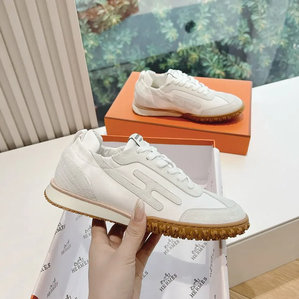 Hermes Jet Sneaker in Technical Canvas and Suede Goatskin for Unisex in White Hermes Jet Sneaker in Technical Canvas and Suede Goatskin for Unisex in White