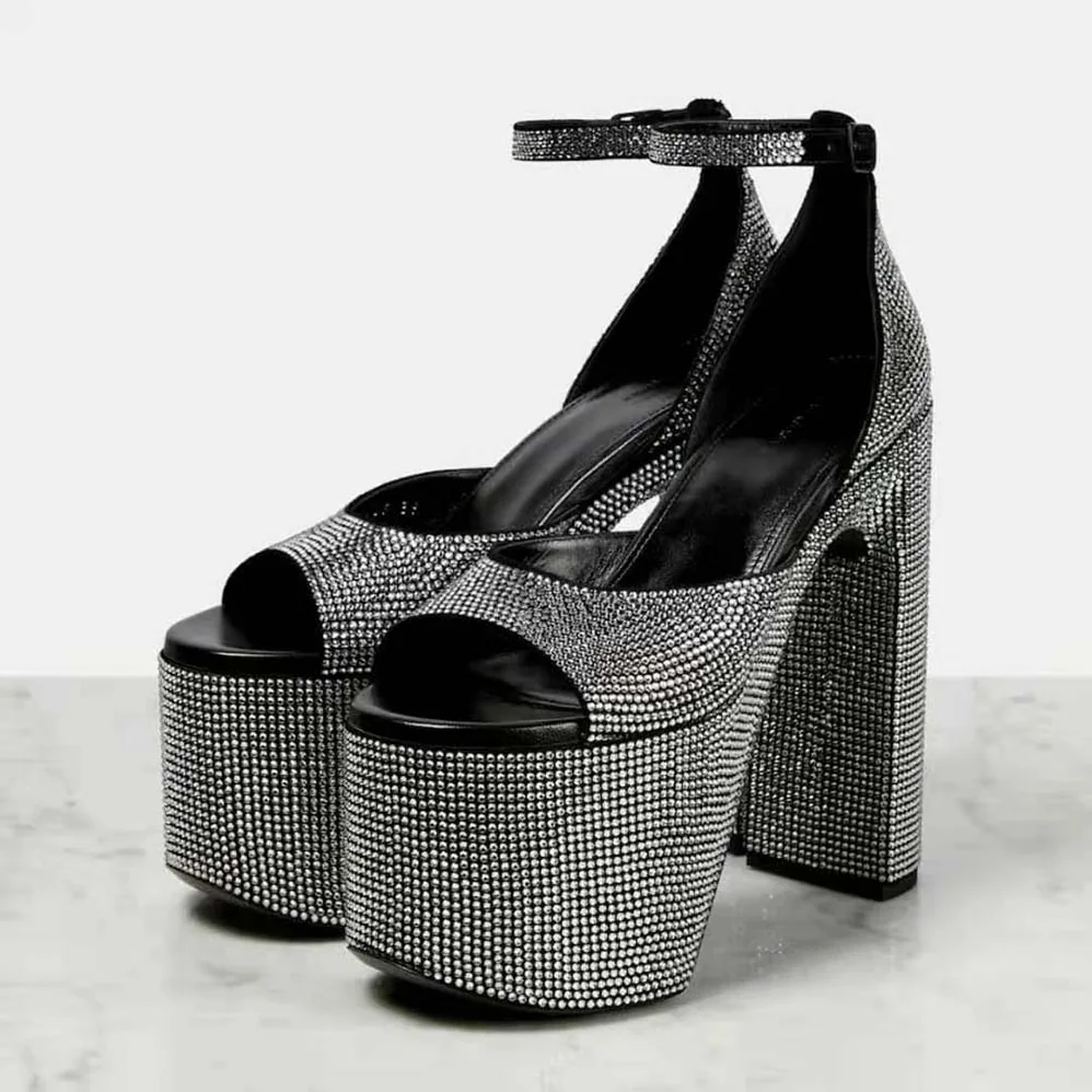 Balenciaga Camden 160mm Sandal with Rhinestones in Black for Women Balenciaga Camden 160mm Sandal with Rhinestones in Black for Women