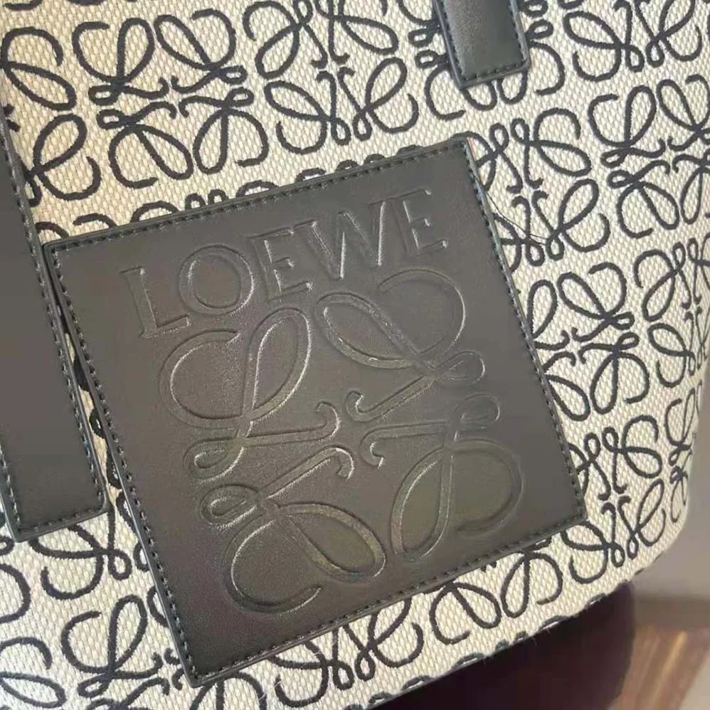 Loewe Elephant Basket Bag in Anagram Jacquard and Calfskin for Women Loewe Elephant Basket Bag in Anagram Jacquard and Calfskin for Women