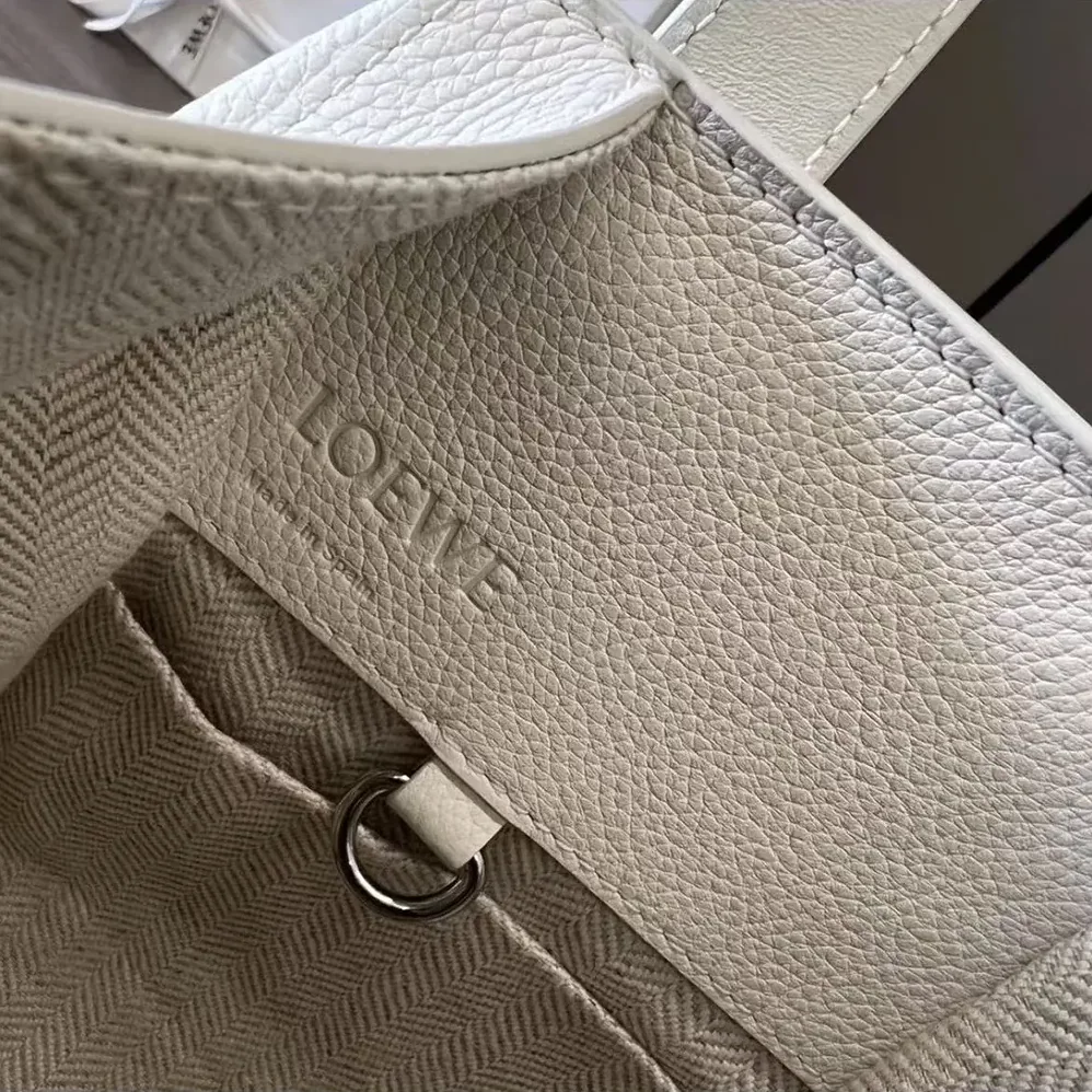 Loewe Compact Hammock Bag in Soft Grained Calfskin for Unisex in White