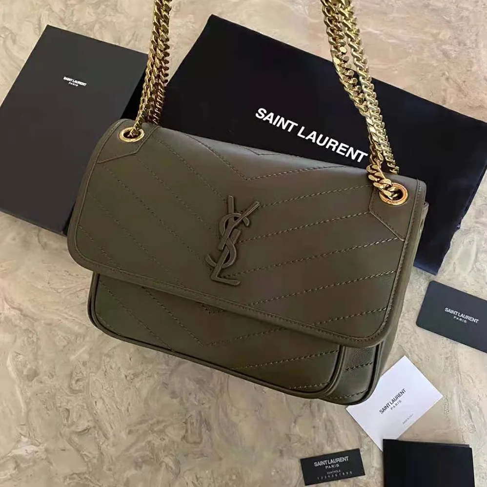 Saint Laurent YSL Niki Medium in Lambskin for Women in Green
