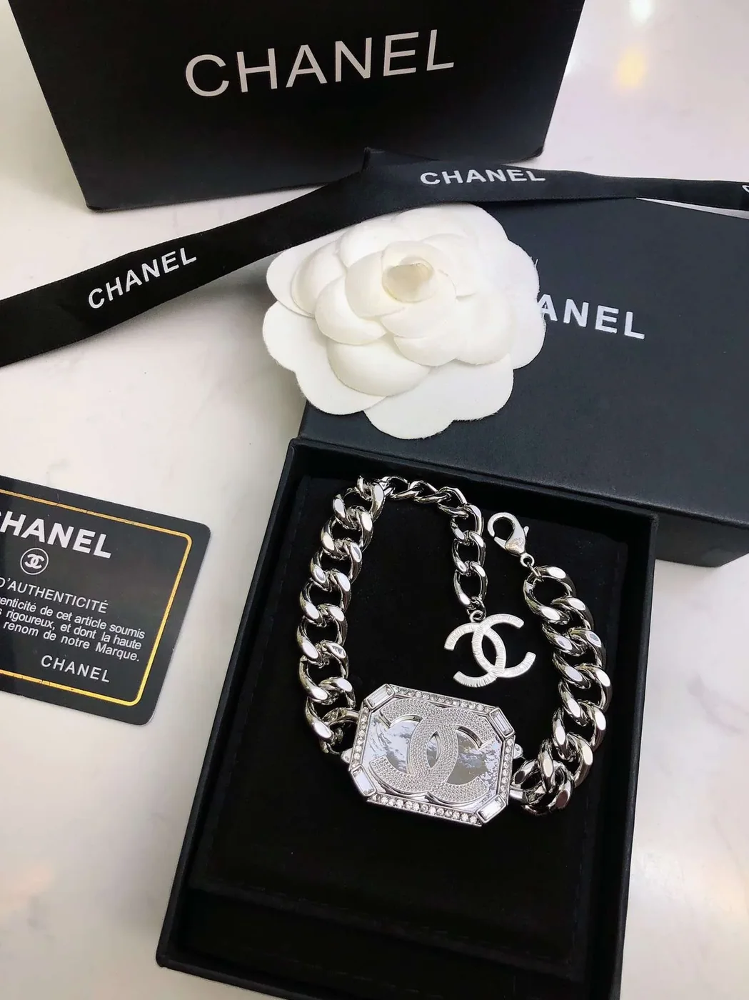 Chanel Perfume Bracelet Silver