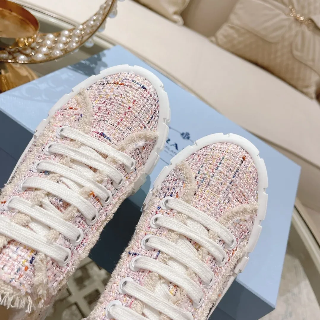 Prada Gabardine Canva Double Wheel Sneakers Pink in PRD