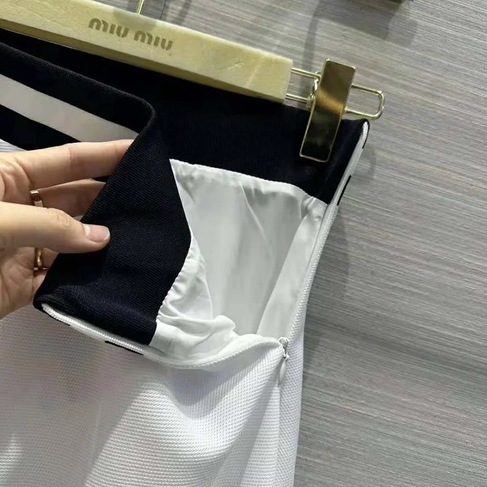 Miu Miu Piqué Skirt with Jacquard Logo for Women