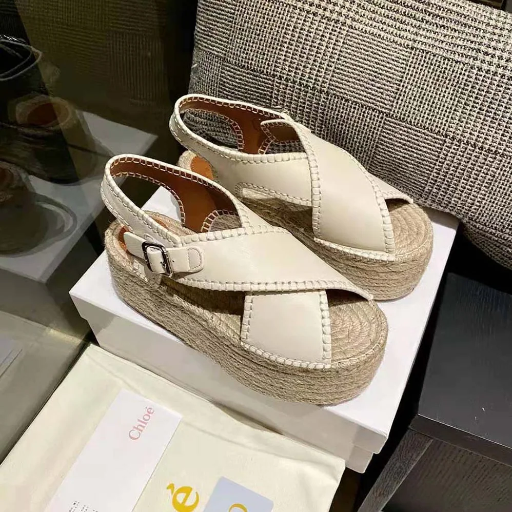 Chloe Lucinda Platform Espadrille in 6cm Heel Height for Women in White Chloe Lucinda Platform Espadrille in 6cm Heel Height for Women in White
