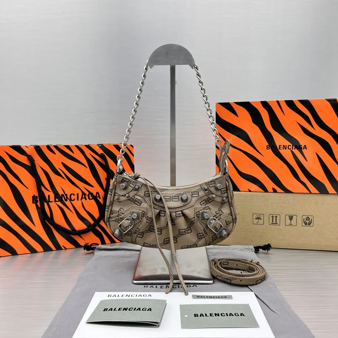 Balenciaga Le Cagole Mini Bag With Chain Bb Monogram Coated Canvas In Beige /