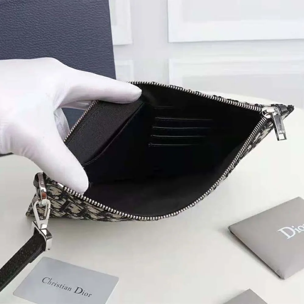 Dior A4 Pouch Beige and Black Dior Oblique Jacquard for Men Dior A4 Pouch Beige and Black Dior Oblique Jacquard for Men