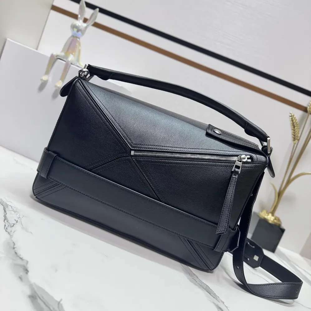 Loewe Small Puzzle Biker Bag for Unisex in Black