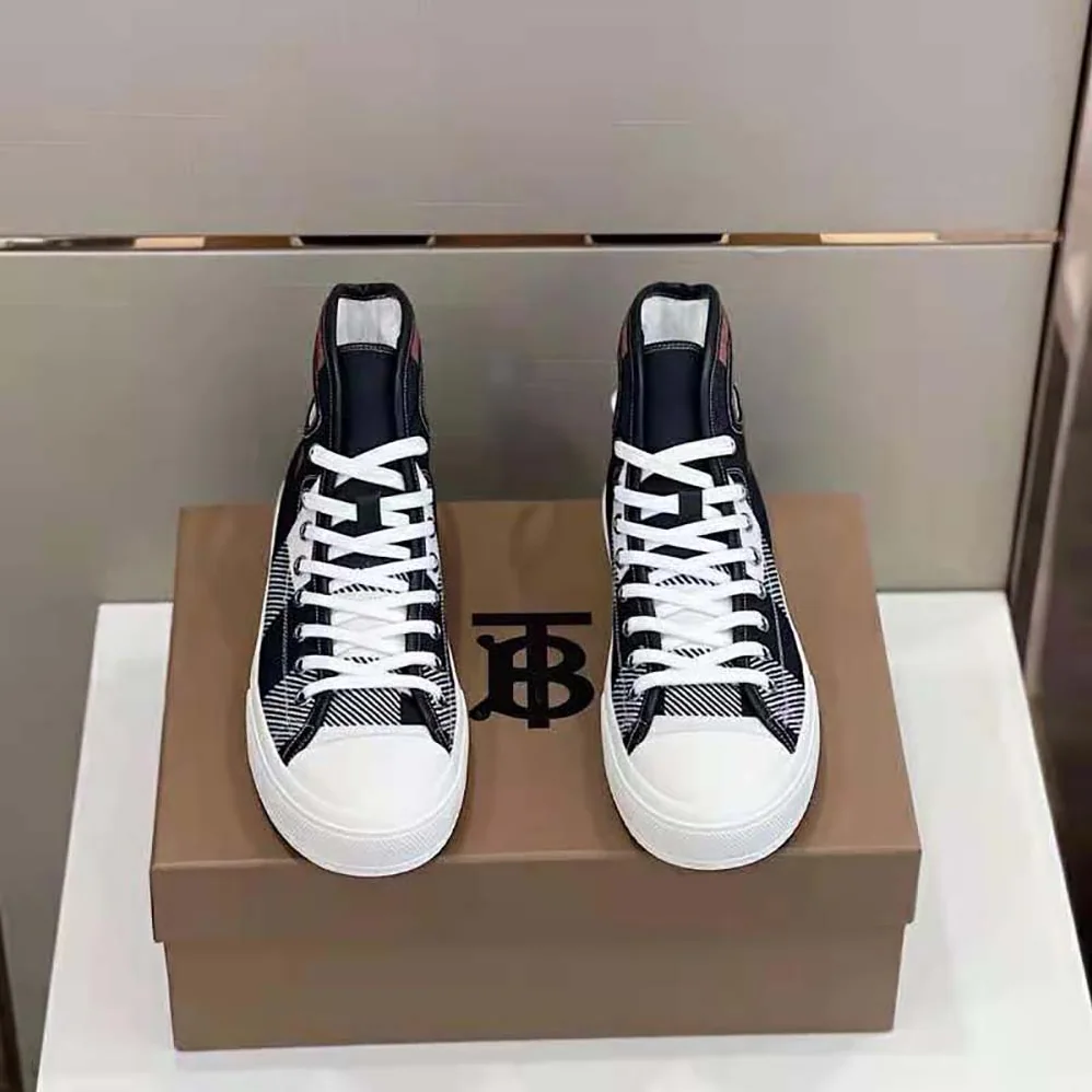 Burberry Porthole Detail Check Print Leather High for Men in top Sneakers Burberry Porthole Detail Check Print Leather High for Men in top Sneakers