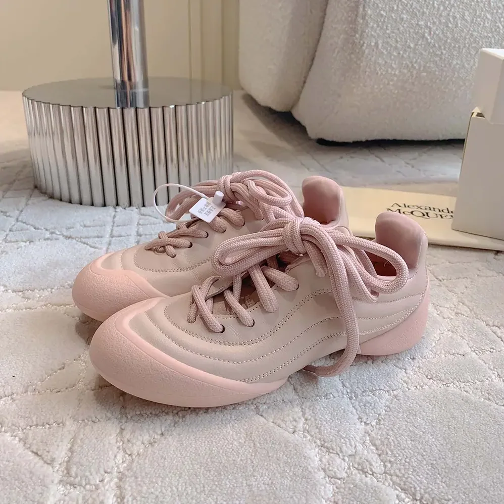 Alexander Mcqueen Crackled Leather Flexion Sneaker in Pink for Unisex