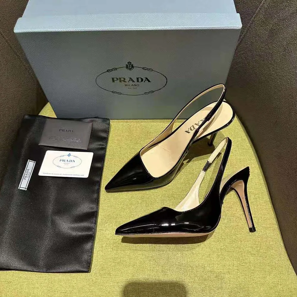 Prada Patent Leather Slingbacks for Women in Black