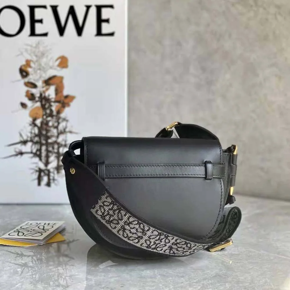 Loewe Mini Gate Dual Bag in Soft Calfskin and Jacquard for Women in Black Loewe Mini Gate Dual Bag in Soft Calfskin and Jacquard for Women in Black