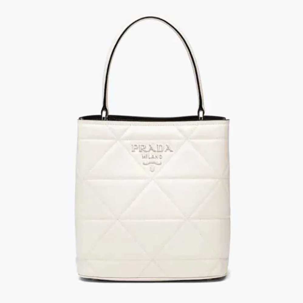 Prada Bucket Design Spectrum Leather Bag for Women in White