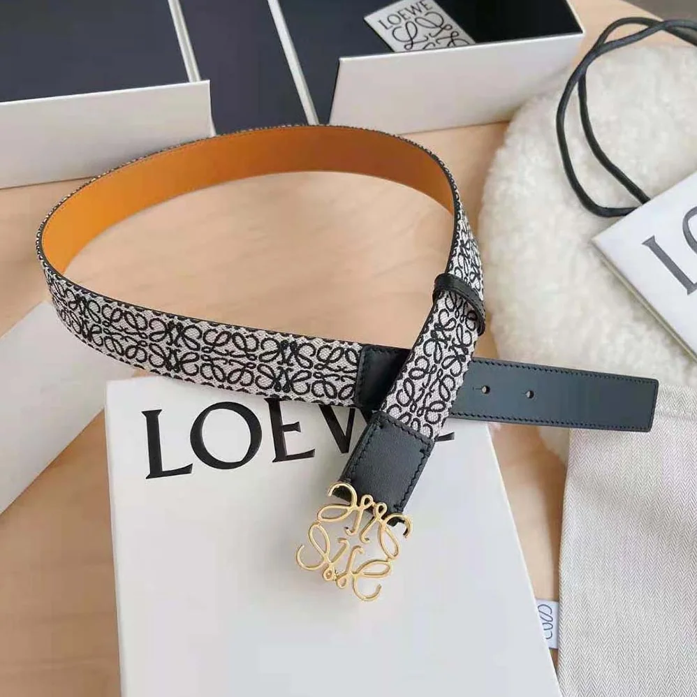 Loewe Anagram Belt in Jacquard and Calfskin Black for Women