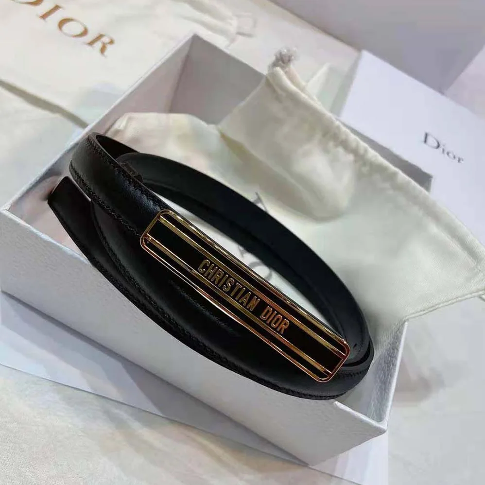 Dior Dior-id Belt Black Smooth Calfskin 15 MM for Women
