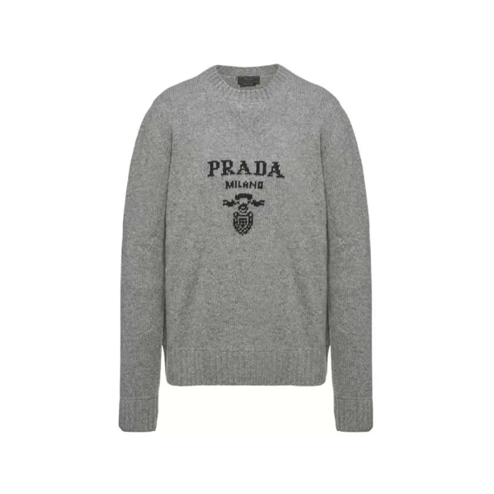 Prada Wool and Cashmere Crew-Neck Sweater for Men in Gray Prada Wool and Cashmere Crew-Neck Sweater for Men in Gray