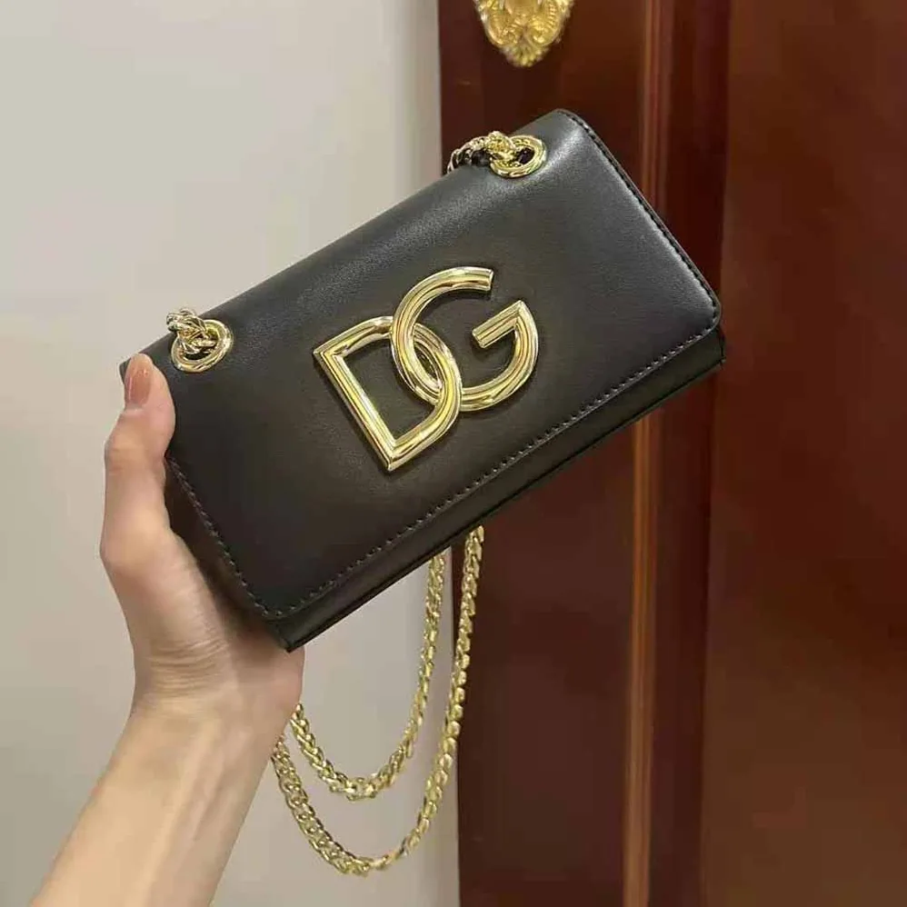 Dolce Gabbana D&G Polished Calfskin 3.5 Phone Bag for Women in Black