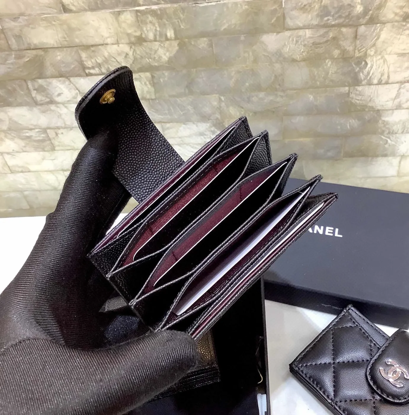 Chanel CO-CO Card Holder Wallet Black Gold Hardware / Chanel CO-CO Card Holder Wallet Black Gold Hardware /