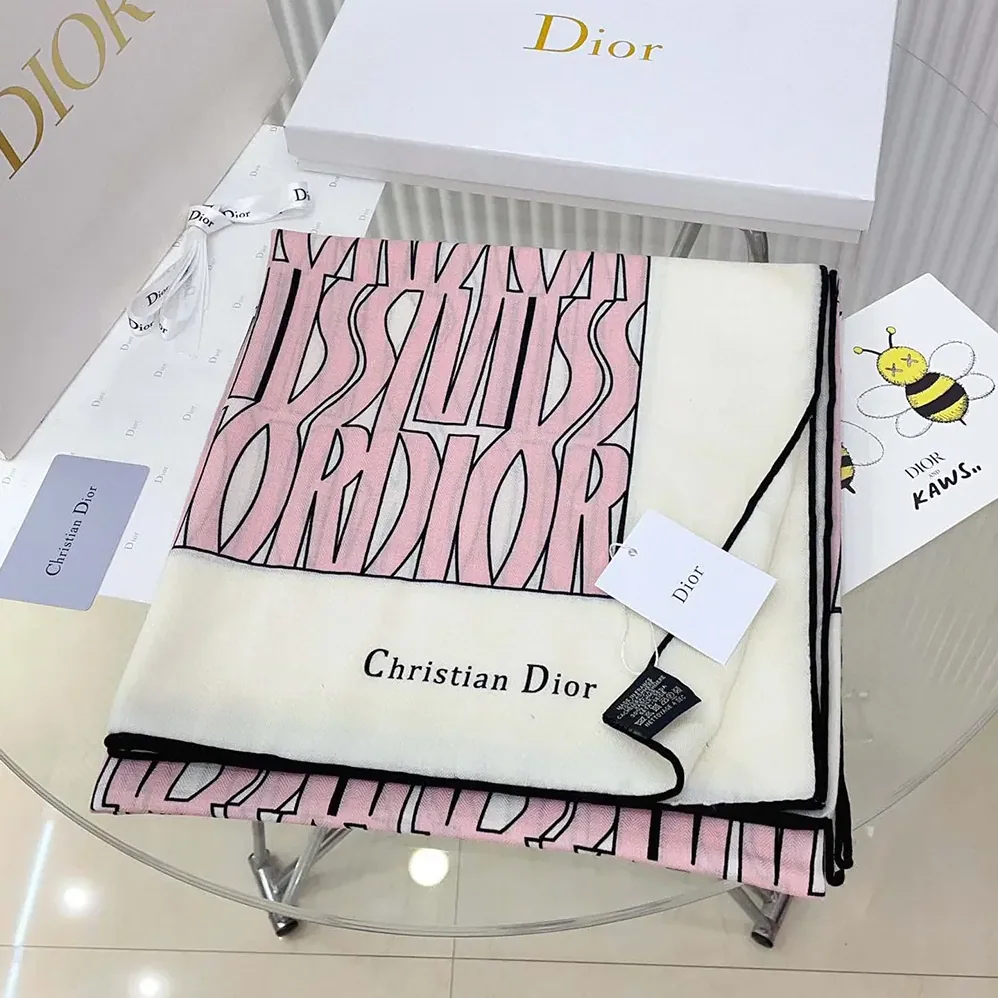 Dior Miss Dior Allover 90 Square Scarf White and Pale Pink Silk Twill for Unisex Dior Miss Dior Allover 90 Square Scarf White and Pale Pink Silk Twill for Unisex