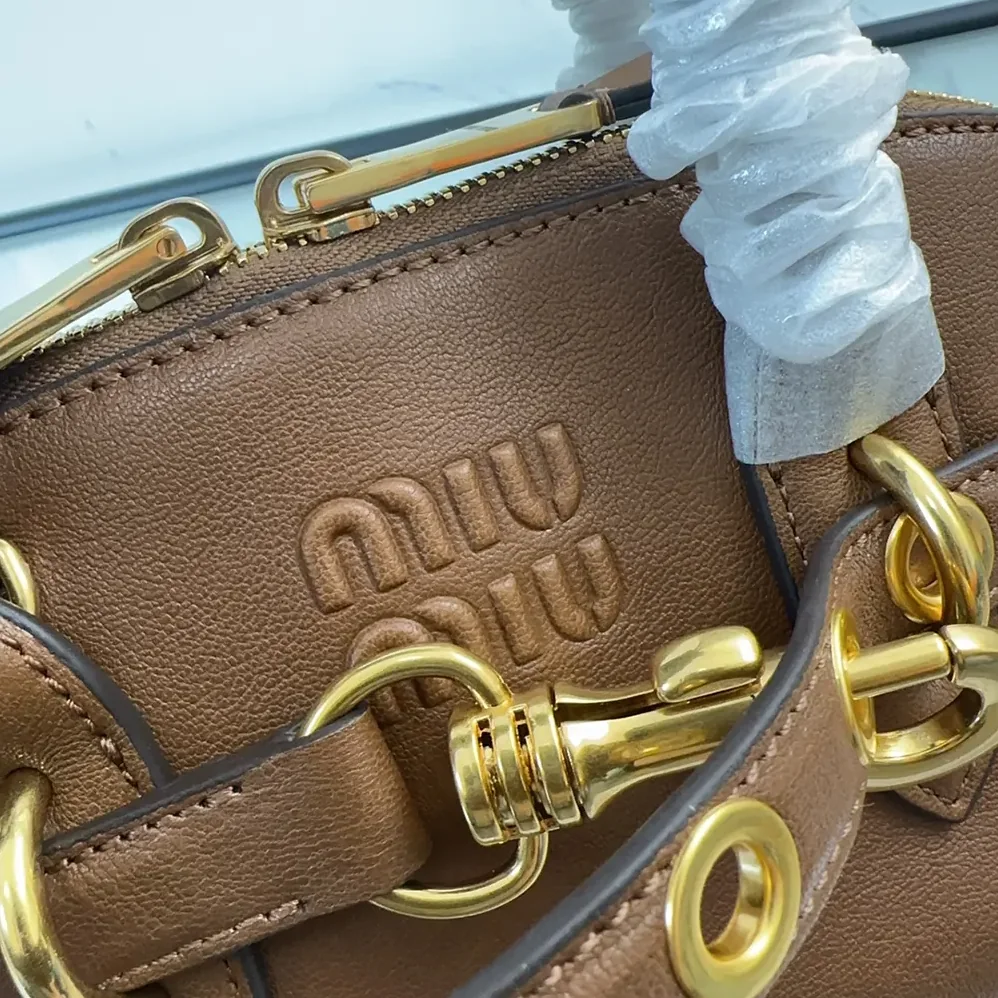 Miu Miu Aventure Nappa Leather Top-handle Bag for Women in Brown Miu Miu Aventure Nappa Leather Top-handle Bag for Women in Brown