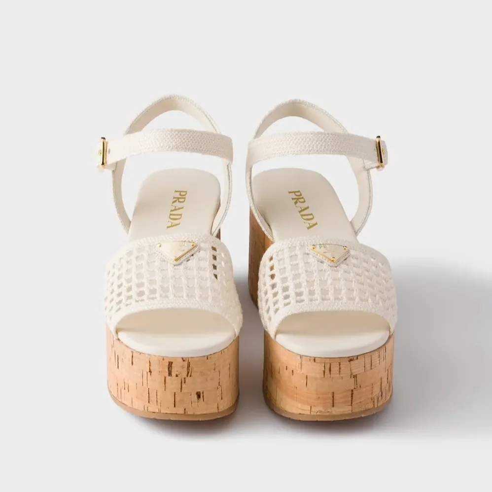 Prada Crochet Wedge Platform Sandals Ivory 1XZ791_2F46_F0304_F_075 Prada Crochet Wedge Platform Sandals Ivory 1XZ791_2F46_F0304_F_075