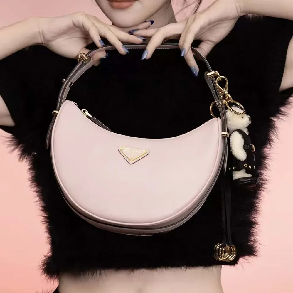Prada Arqué Mini Leather Shoulder Bag for Women in Pink Prada Arqué Mini Leather Shoulder Bag for Women in Pink