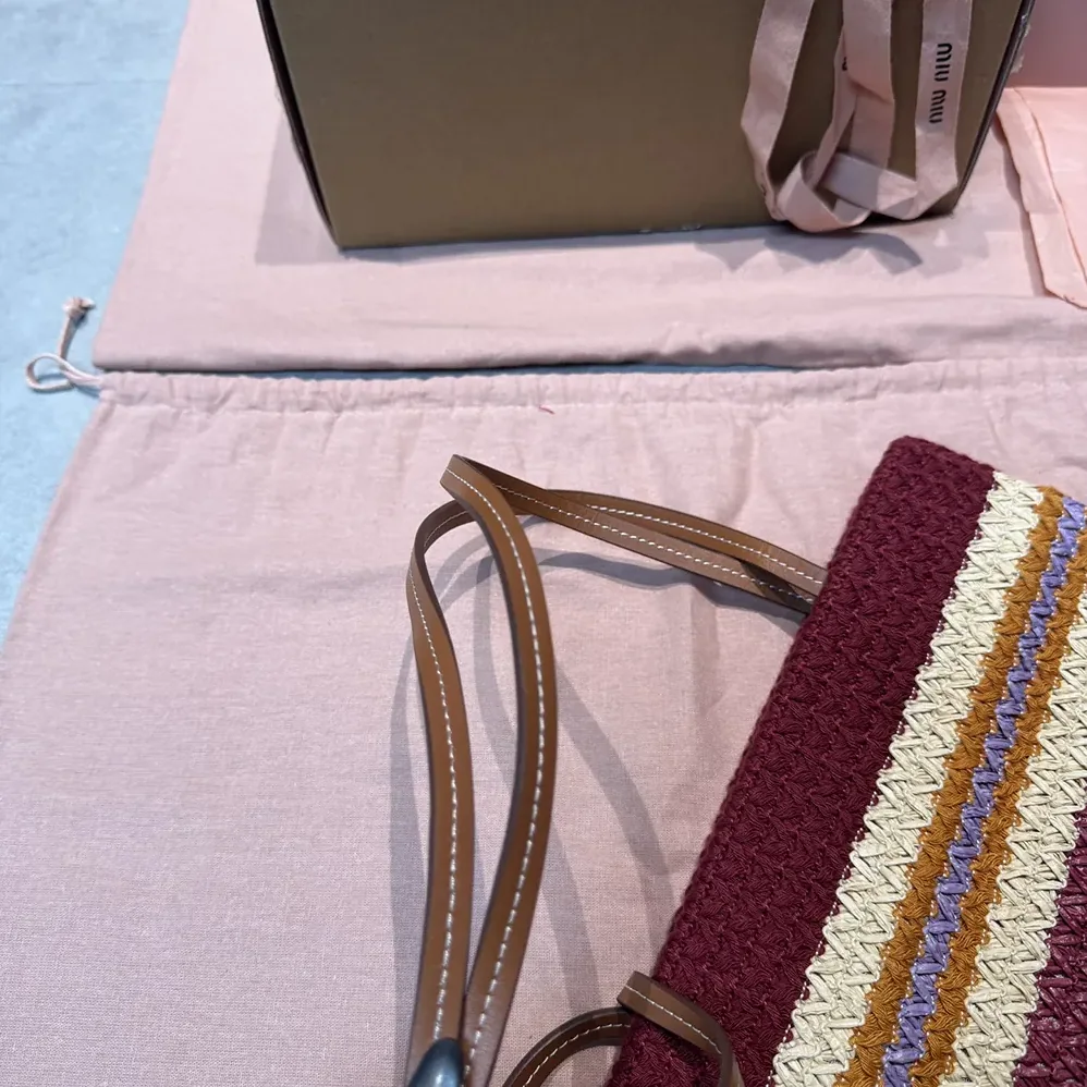 Miu Miu Raffia for Women in Effect Woven Tote Bag