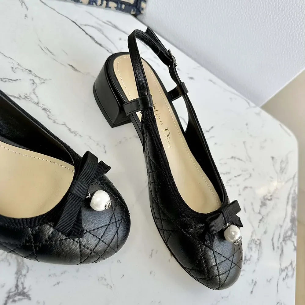 Dior Ballet Slingback Pump Black Quilted Cannage Calfskin for Women