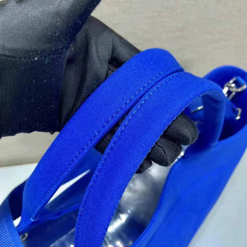 Prada Canvas Tote Bag with Contemporary Take on Classic Beach Designs for Women in Navy