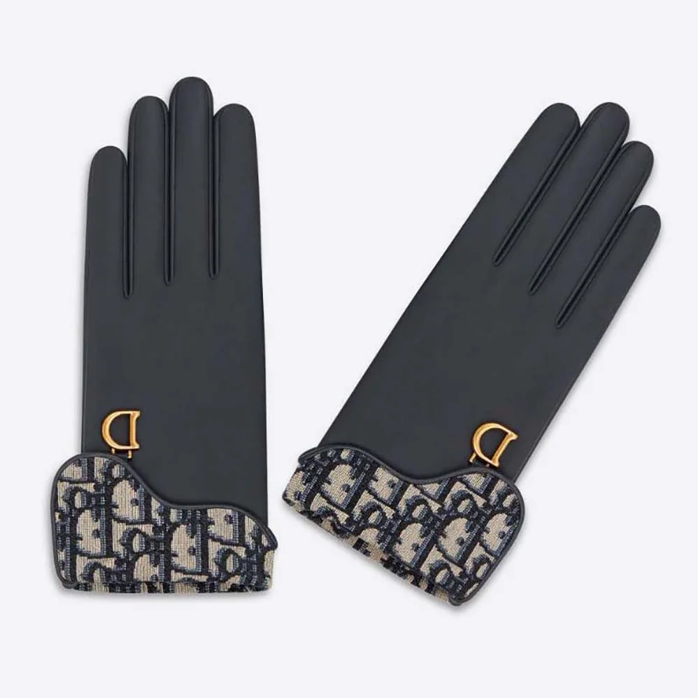Dior Saddle Gloves Navy Blue Smooth Lambskin for Women Dior Saddle Gloves Navy Blue Smooth Lambskin for Women