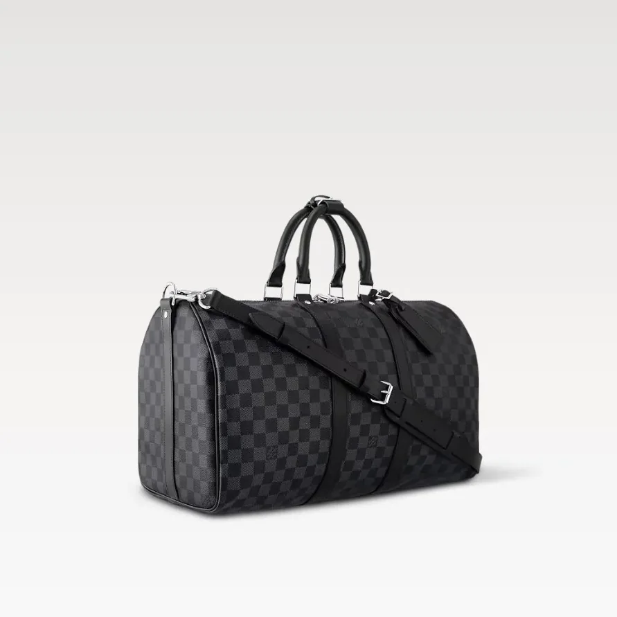 Louis Vuitton Keepall Bandouliere 45 Travel Bag / Black Damier Graphite Silver Hardware