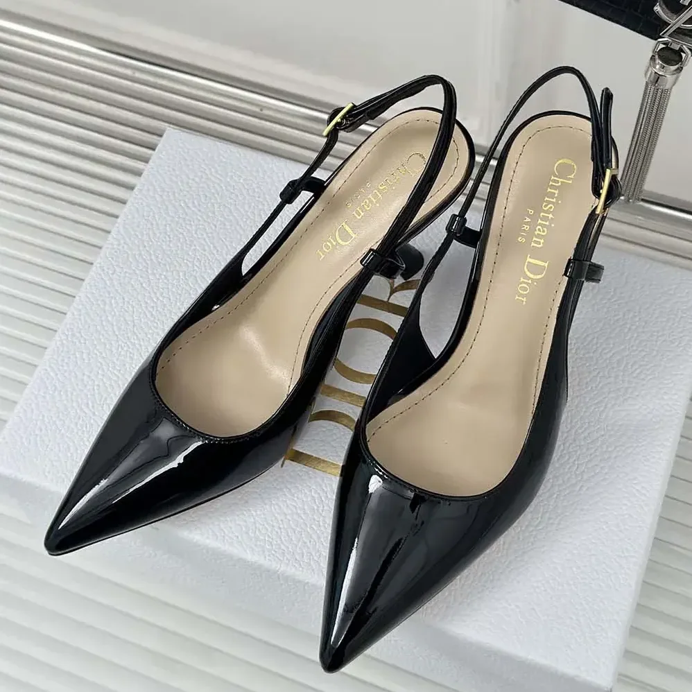Dior Tribales Slingback Pump Black Patent Calfskin for Women