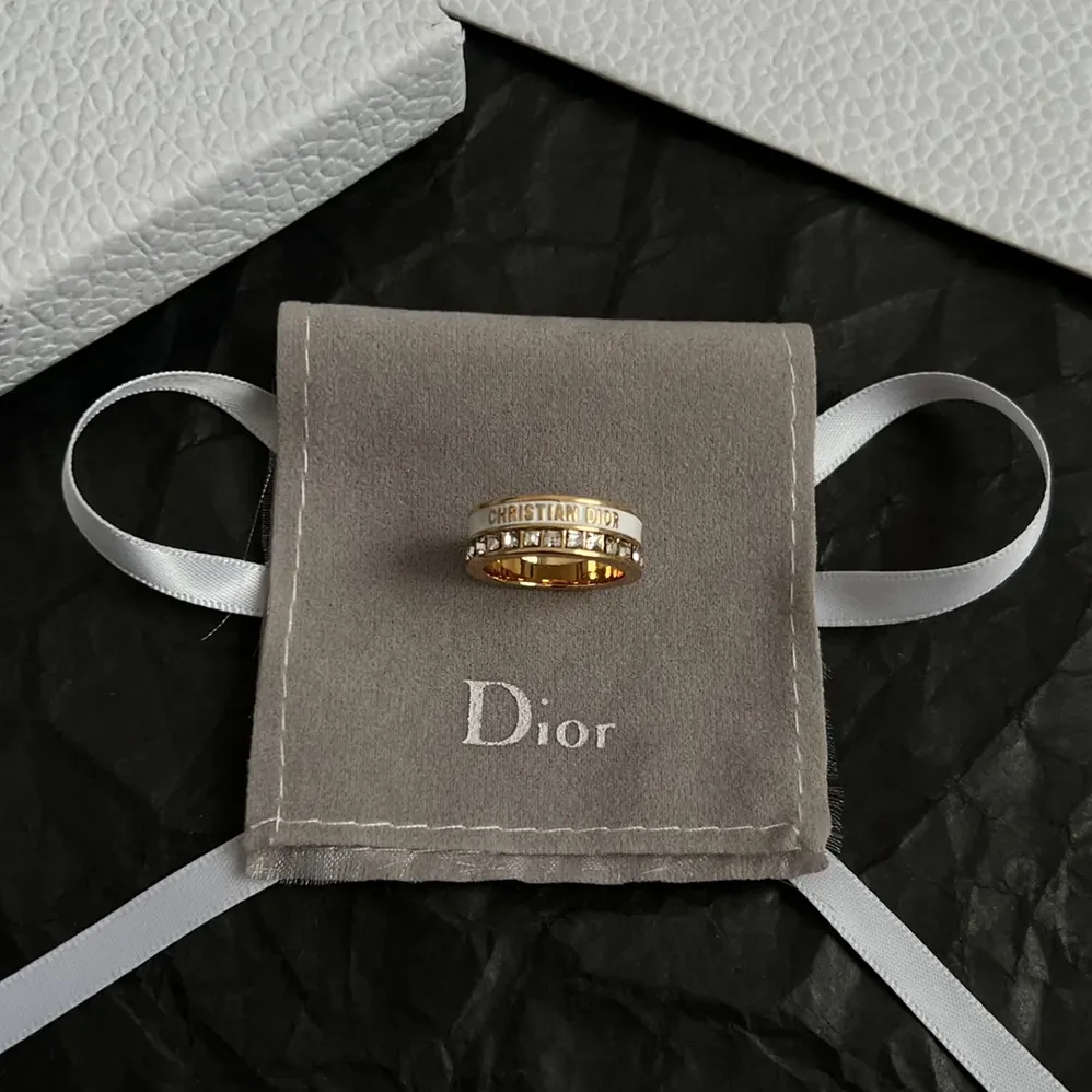 Dior Night Code Ring Gold-Finish Metal White Crystals and White Lacquer for Women Dior Night Code Ring Gold-Finish Metal White Crystals and White Lacquer for Women