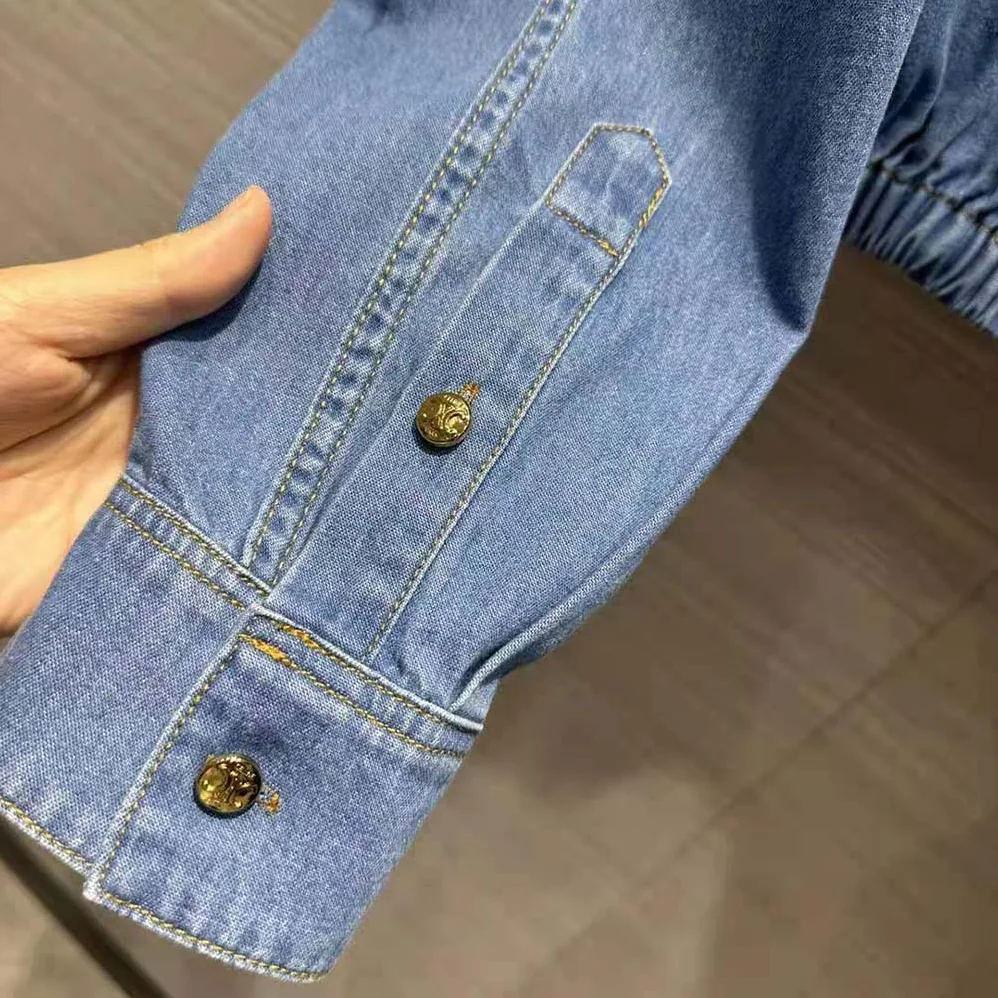 Celine Cropped Shirt in Union Ocean Wash Denim for Women