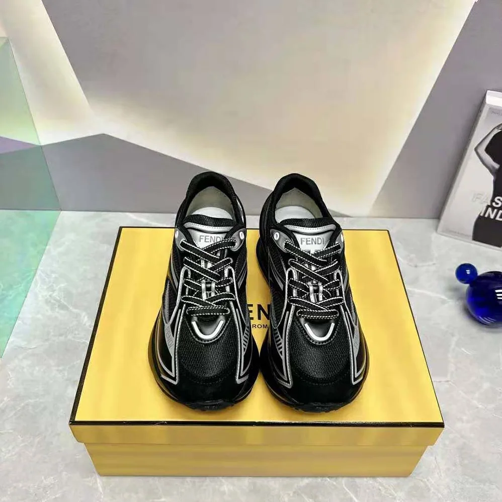 Fendi First 1 Black Fabric Running Shoes for Women