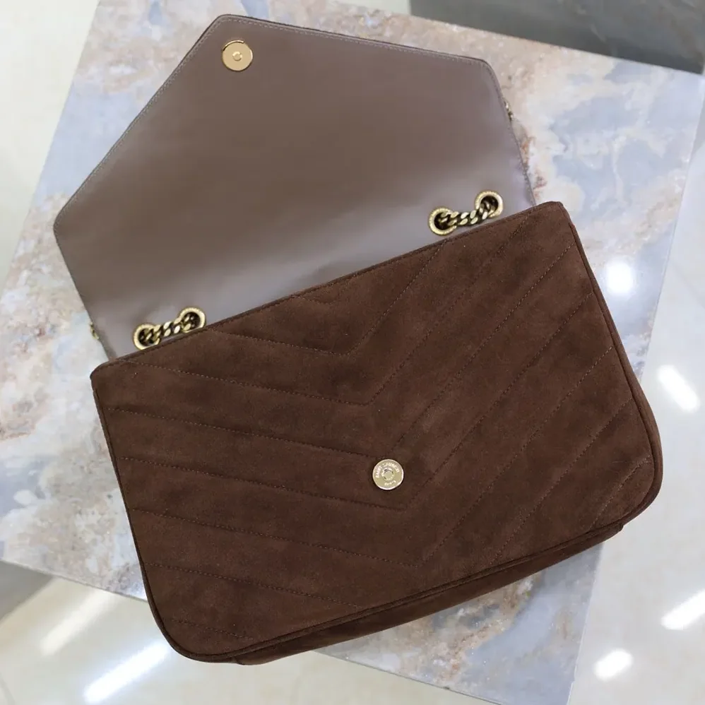 Saint Laurent YSL Loulou Large In Matelassé Suede for Women in Brown Saint Laurent YSL Loulou Large In Matelassé Suede for Women in Brown