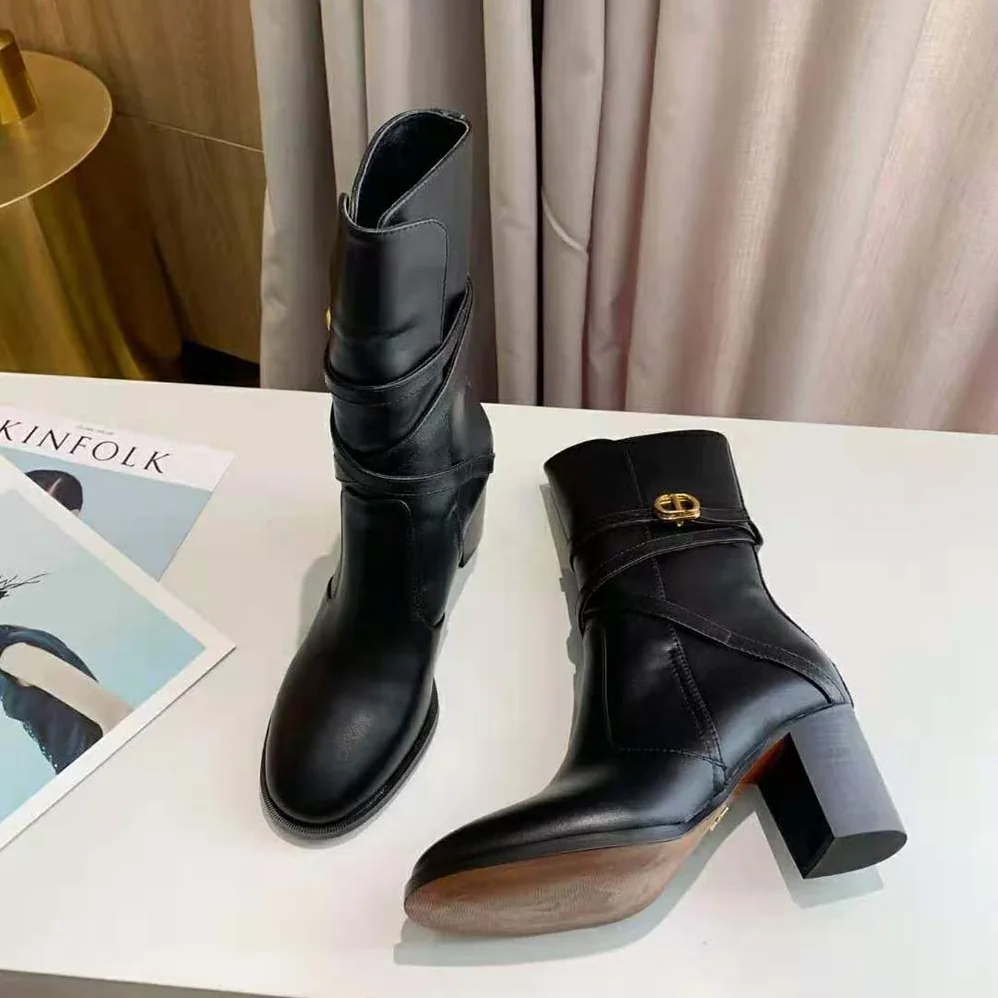 Dior Dior Empreinte Heeled Ankle Boot Black Soft Calfskin in 7cm Heel for Women