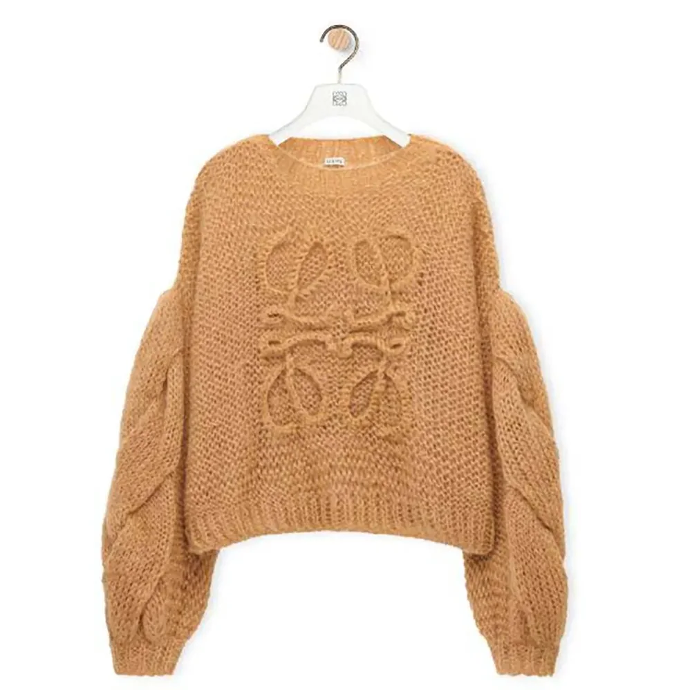 Loewe Anagram Sweater in Mohair for Women in Brown Loewe Anagram Sweater in Mohair for Women in Brown